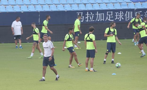 Míchel, en el entrenamiento