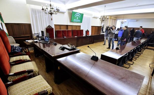 Sala de vistas donde se celebrará el juicio a Chaves y Griñán y otros 20 exaltos cargos de sus gobiernos./Efe