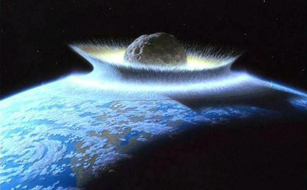 Ilustración de un supuesto asteroide chocando con nuestro planeta./SUR