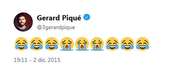 Ramos felicita a Piqué tras un gol. Su tuit sólo con iconos. :: reuters/
