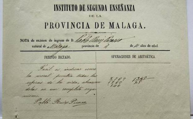 Examen de ingreso de Picasso. /SUR