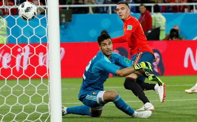 Aspas marca el gol del empate./Reuters