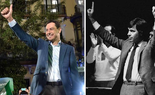 Juanma Moreno el 19 de junio y Felipe González en 1982