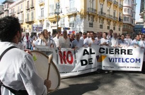 Una de las protestas que protagonizaron los trabajadores despedidos de Vitelcom. :: SUR/