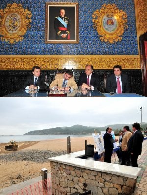Landaluce y Ramos visitan la playa de Getares para supervisar los trabajos que se realizan. ::
SUR/