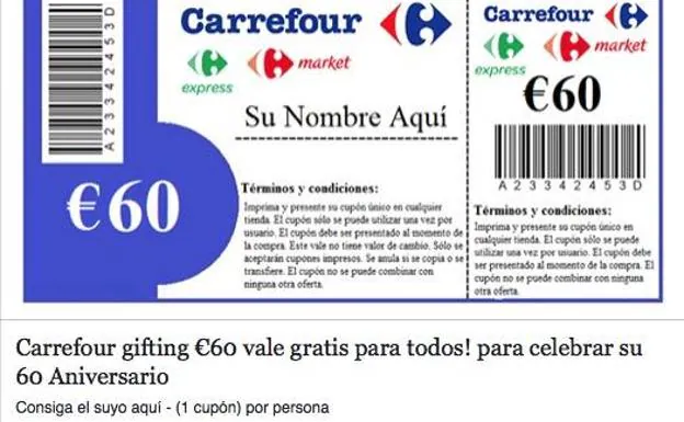 El bulo del vale 60 euros de Carrefour | Diario Sur