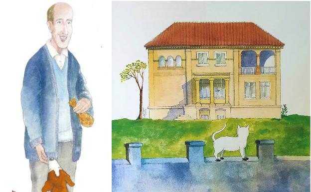 Vicente Aleixandre, en las páginas de 'El poeta de Velintonia'. A la derecha, su casa y el gato Verso. /SUR