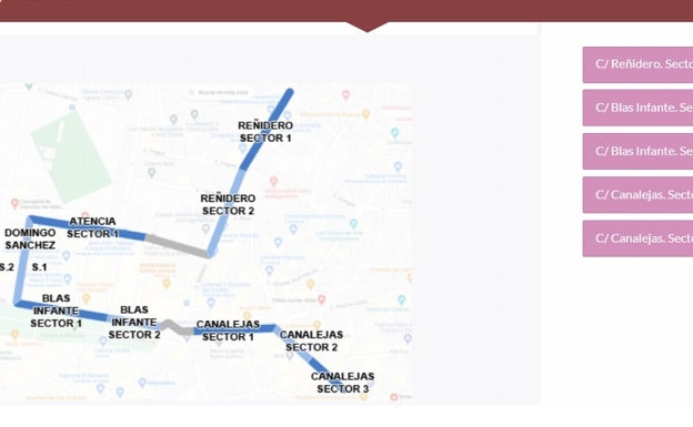 Cartel con las zonas donde se ubicarán las sillas para la procesión Magna. 